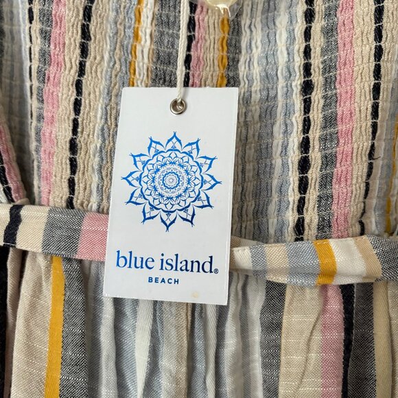 NWT Women's Blue Island Multicolor Strapless Jumpsuit Size Medium Coastal Beach - Picture 5 of 12